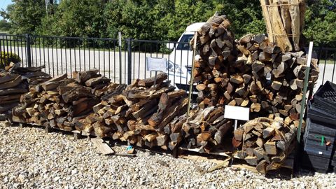 Stacked seasoned firewood